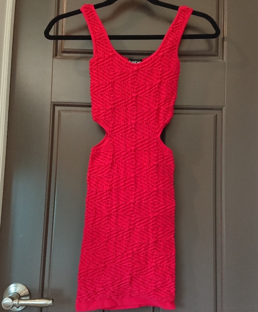 Bebe Red Bodycon Side Cutout Dress
